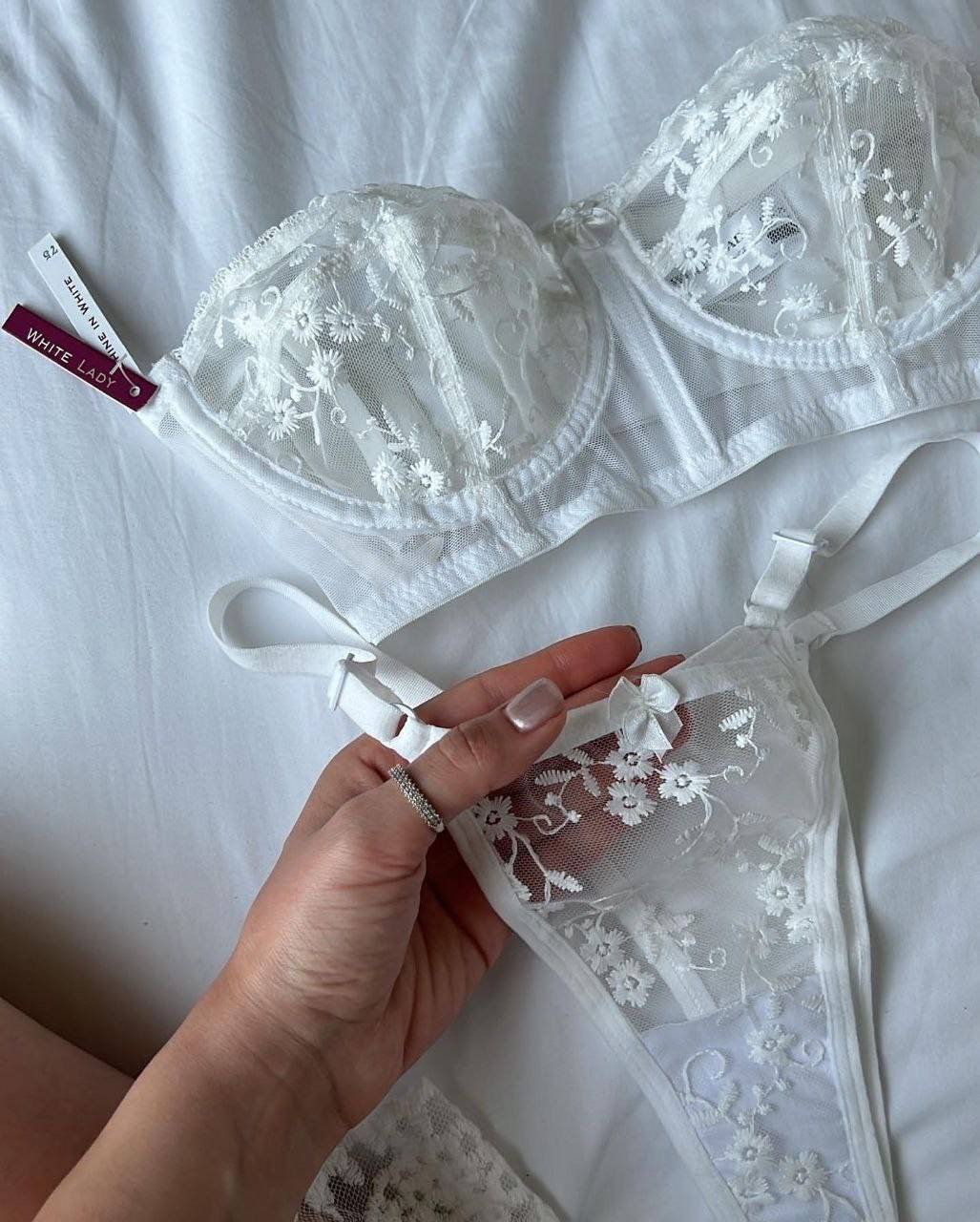🔹ست تور اروپایی برند وایت لیدی white lady lingerie پایه بلند سفید💞  🔹سایزبندی :۷۵/۸۰/۸۵/۹۰
